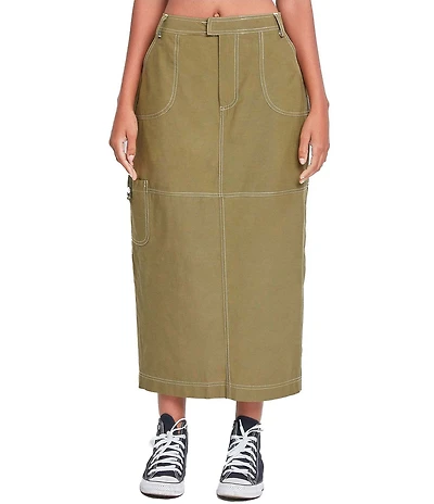 YMI Jeanswear Mid Rise Cargo Maxi Skirt