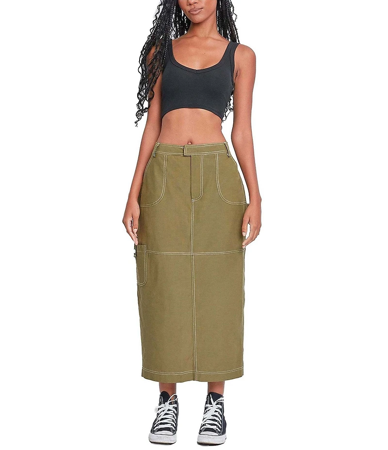 YMI Jeanswear Mid Rise Cargo Maxi Skirt