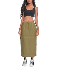 YMI Jeanswear Mid Rise Cargo Maxi Skirt
