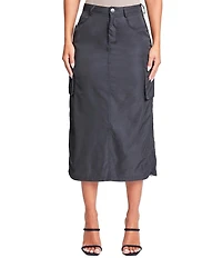YMI Jeanswear Mid Rise Midi Cargo Skirt