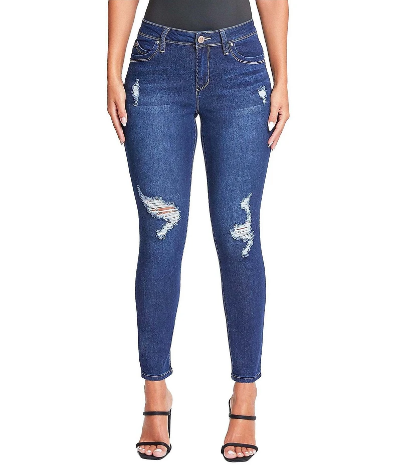 YMI Jeanswear Mid Rise Ripped Skinny Jeans