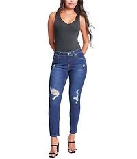 YMI Jeanswear Mid Rise Ripped Skinny Jeans