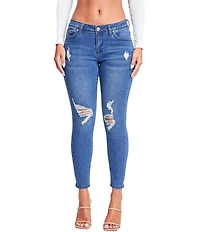 YMI Jeanswear Mid Rise Ripped Skinny Jeans