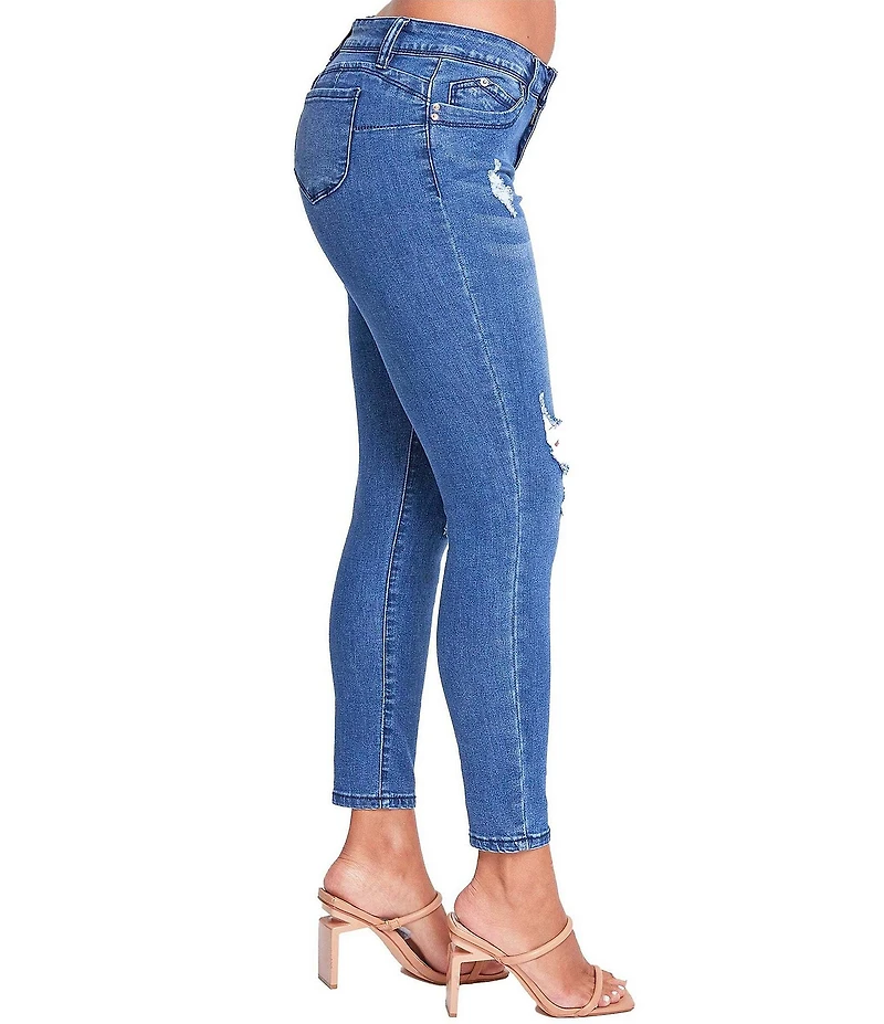 YMI Jeanswear Mid Rise Ripped Skinny Jeans