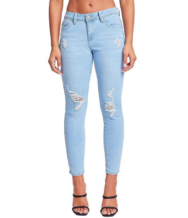 YMI Jeanswear Mid Rise Ripped Skinny Jeans