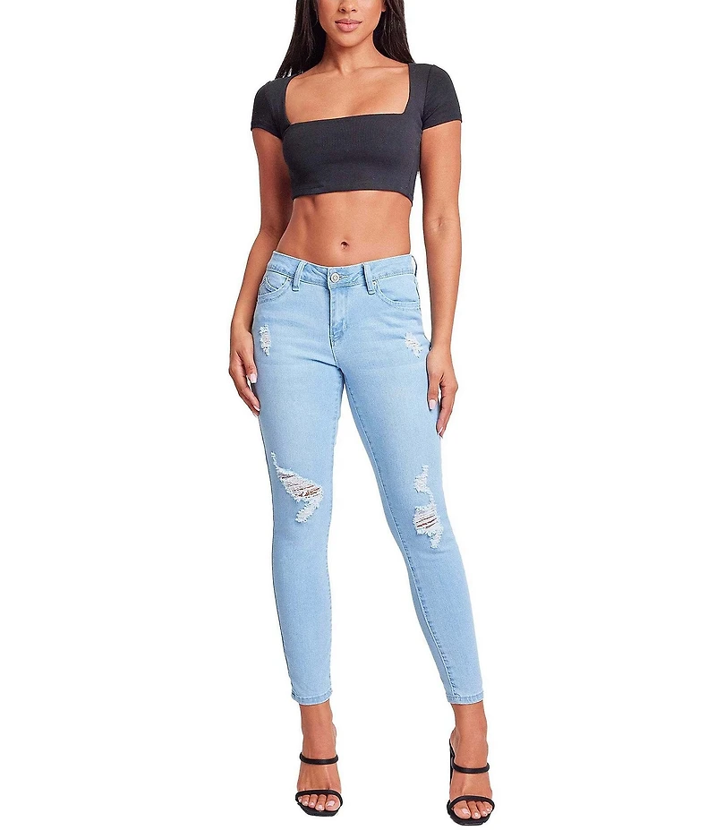 YMI Jeanswear Mid Rise Ripped Skinny Jeans
