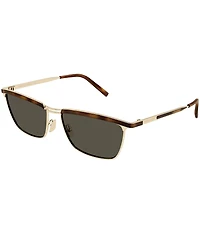 Yves Saint Laurent Men's Metal Lettering Logo 57mm Rectangle Sunglasses