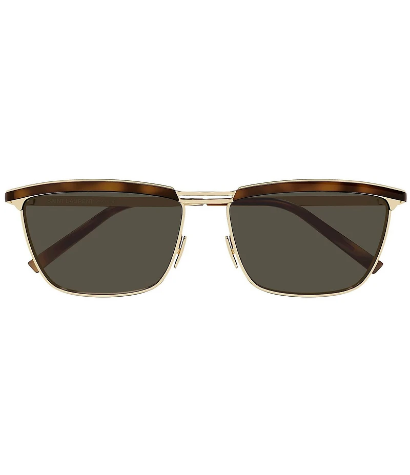 Yves Saint Laurent Men's Metal Lettering Logo 57mm Rectangle Sunglasses