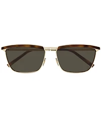 Yves Saint Laurent Men's Metal Lettering Logo 57mm Rectangle Sunglasses
