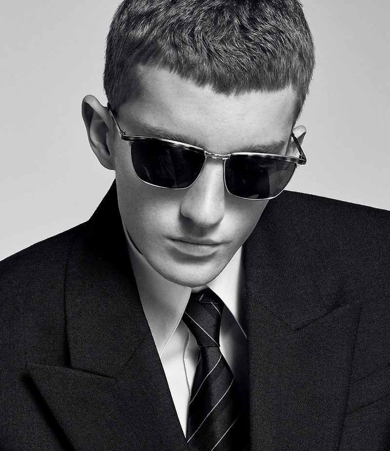 Yves Saint Laurent Men's Metal Lettering Logo 57mm Rectangle Sunglasses