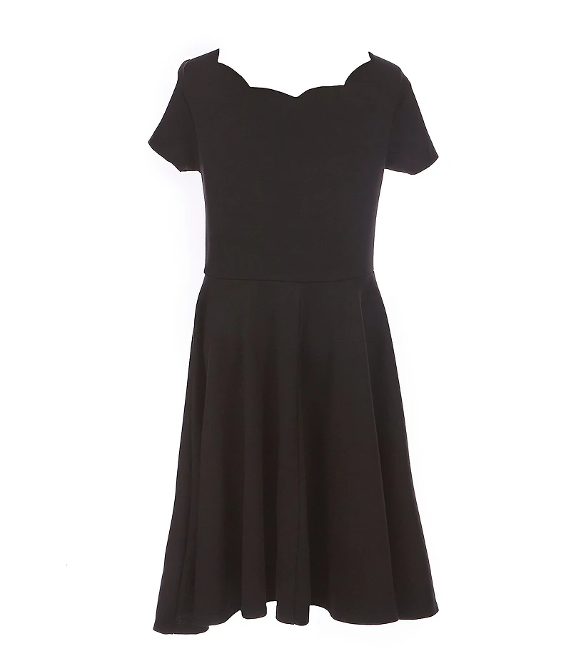 Zunie Big Girls Scallop Neckline A-Line Dress