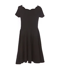 Zunie Big Girls Scallop Neckline A-Line Dress