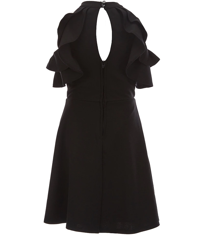 Zunie Big Girls Cold-Shoulder Ruffled Fit-And-Flare Dress