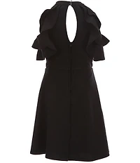 Zunie Big Girls Cold-Shoulder Ruffled Fit-And-Flare Dress