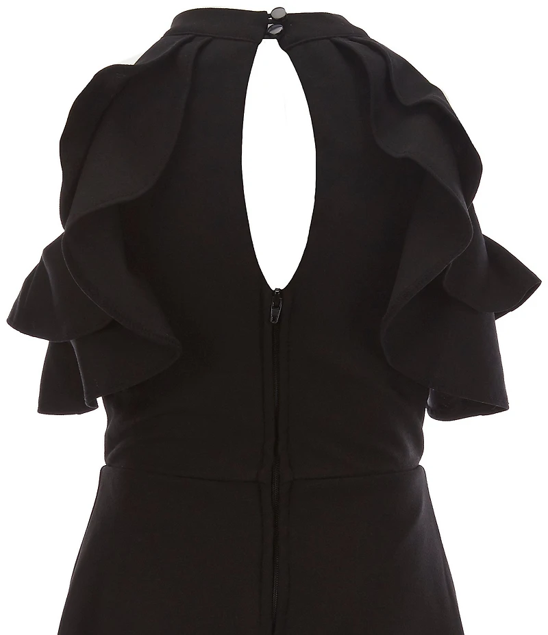 Zunie Big Girls Cold-Shoulder Ruffled Fit-And-Flare Dress