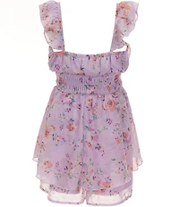 Zunie Big Girls Flutter-Sleeve Floral-Print Romper