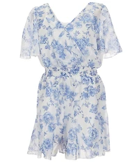 Zunie Big Girls Flutter-Sleeve Floral-Printed Romper