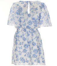 Zunie Big Girls Flutter-Sleeve Floral-Printed Romper