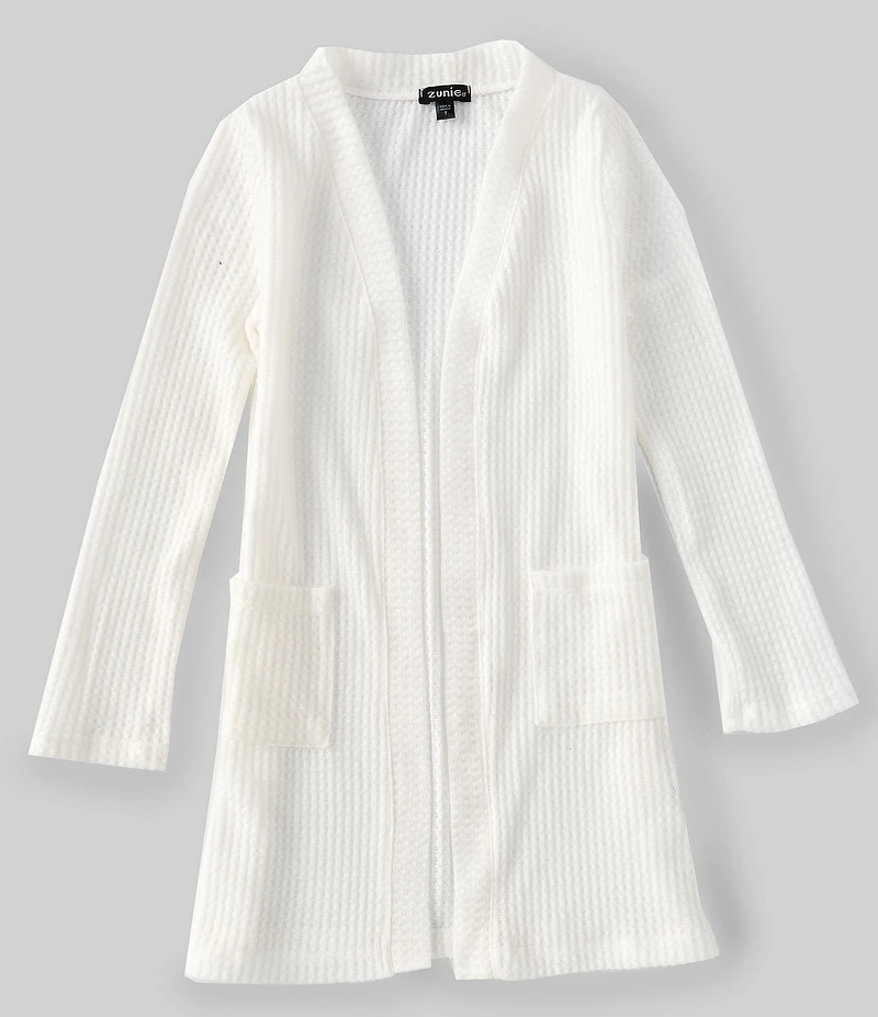 Zunie Big Girls Long-Sleeve Waffle-Knit Cardigan