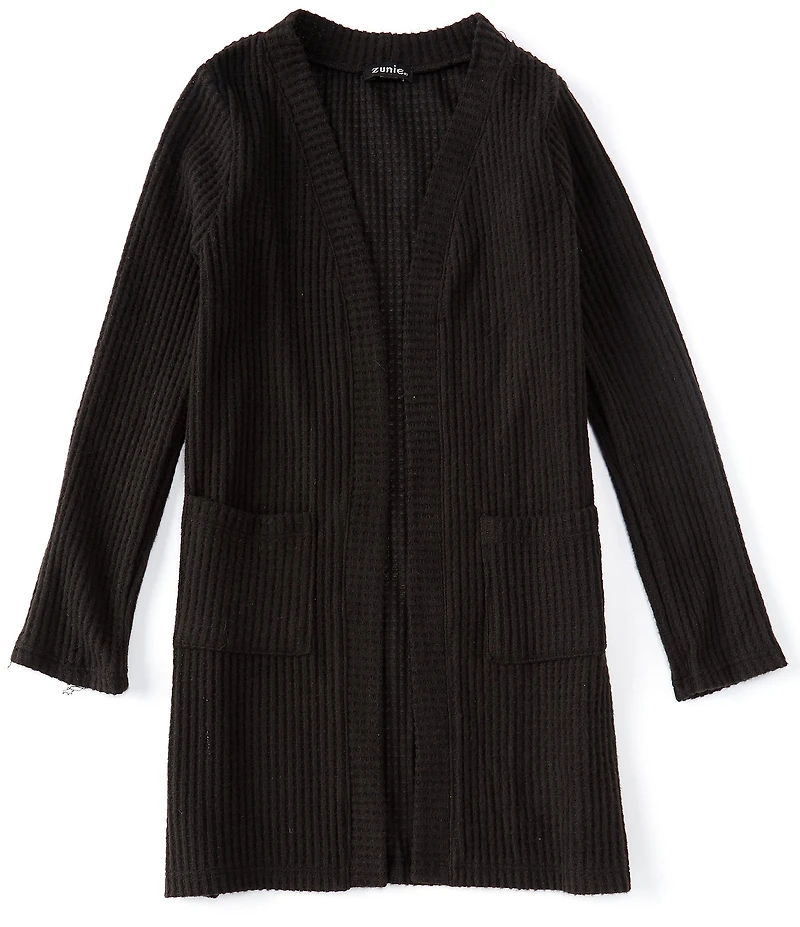 Zunie Big Girls Long-Sleeve Waffle-Knit Cardigan