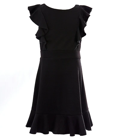 Zunie Big Girls Pinafore Ruffle Sleeve Banded Waist Dress