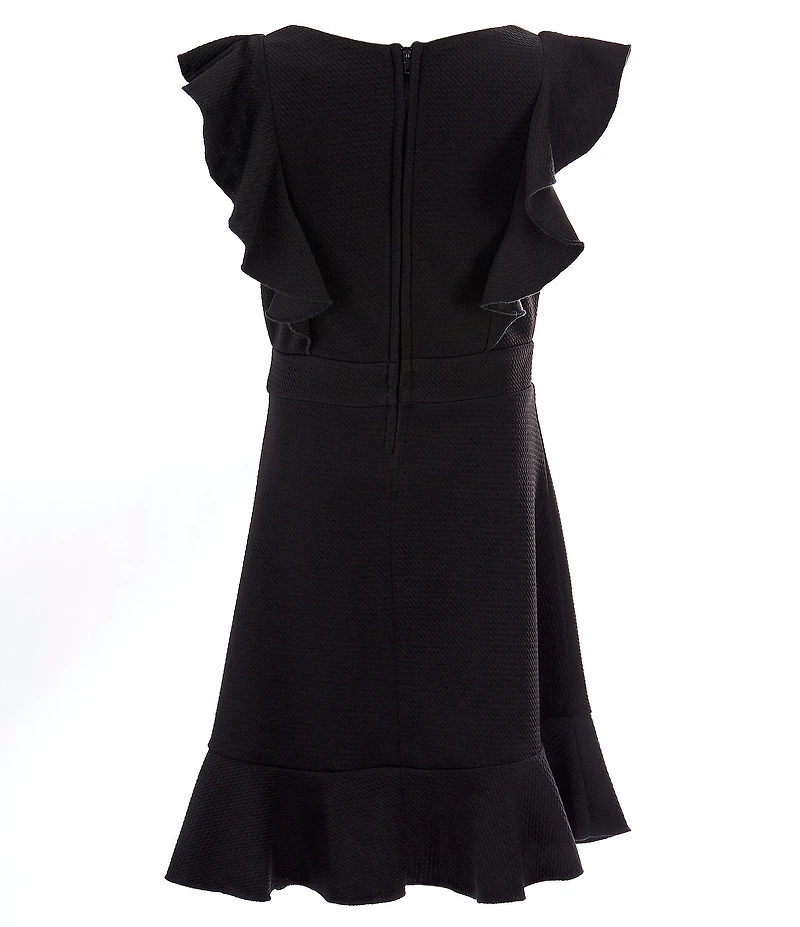 Zunie Big Girls Pinafore Ruffle Sleeve Banded Waist Dress