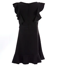 Zunie Big Girls Pinafore Ruffle Sleeve Banded Waist Dress