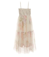 Zunie Big Girls Sleeveless Crocheted/Floral Mesh Long Dress