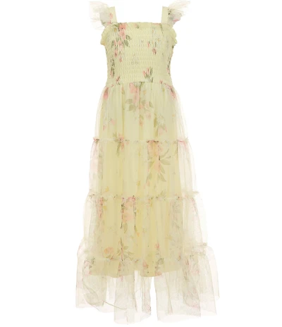 Zunie Big Girls Sleeveless Floral Mesh Long Dress