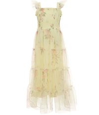 Zunie Big Girls Sleeveless Floral Mesh Long Dress