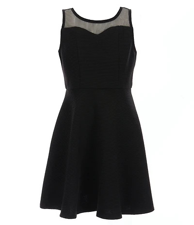 Zunie Big Girls Sleeveless Illusion Neckline Ottoman Skater Dress