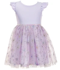 Zunie Little Girls Shimmer Bodice Sequin Waistline Glitter Flower Mesh Dress