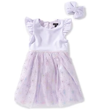 Zunie Little Girls Shimmer Bodice Sequin Waistline Glitter Flower Mesh Dress