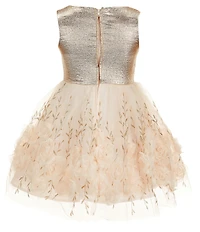 Zunie Little Girls Sleeveless Soutache Flowers Skirt Silk Brocade Bodice and Bow Detail Dress