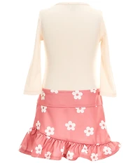 Zunie Little Girls 3/4 Sleeve Dreamer Bodice/Flower-Printed Drop-Waist Dress