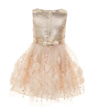 Zunie Little Girls Brocade Lame/Rosette-Soutache Fit & Flare Dress