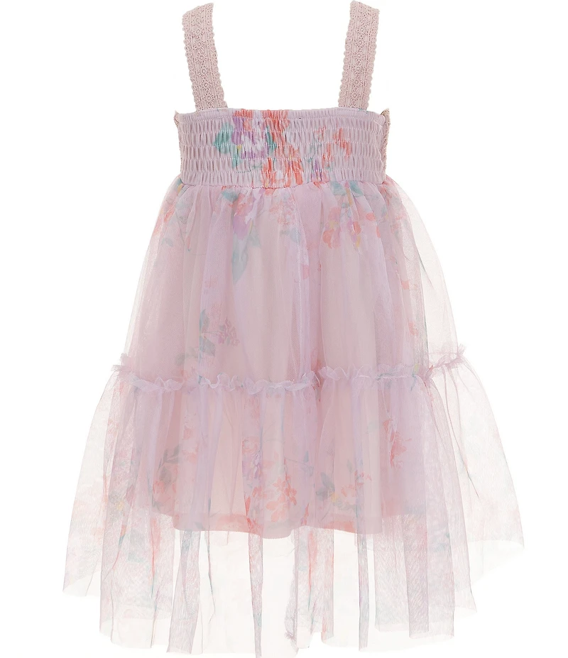 Zunie Little Girls Sleeveless Crocheted-Bodice/Tiered Mesh Skirted Dress
