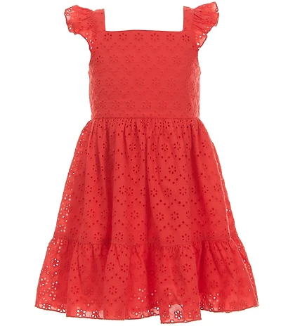 Zunie Little Girls Flutter Sleeve Eyelet Embroidered Dress