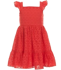 Zunie Little Girls Flutter Sleeve Eyelet Embroidered Dress