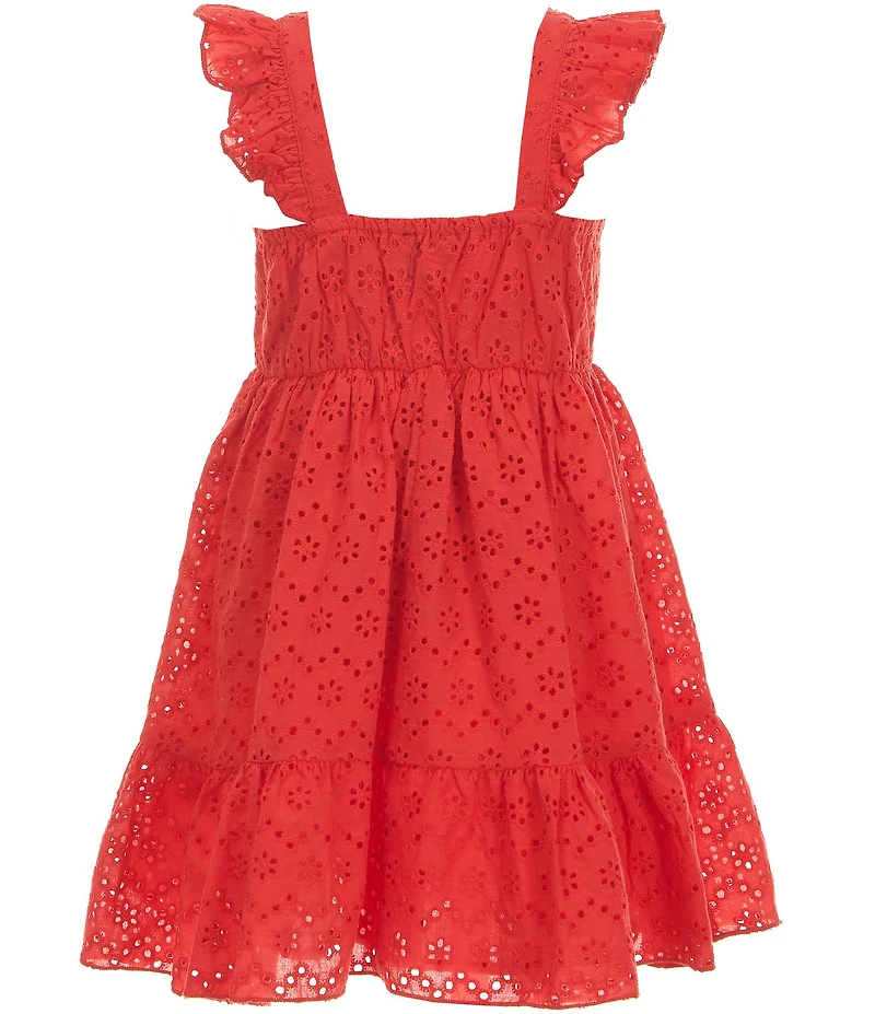 Zunie Little Girls Flutter Sleeve Eyelet Embroidered Dress