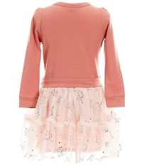 Zunie Little Girls Long-Sleeve French Terry Fall Vibes Bodice/Drop-Waist Mesh Tutu Dress
