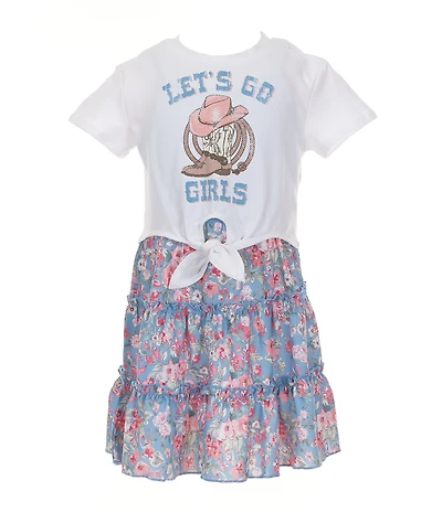 Zunie Little Girls Short Sleeve Graphic T-Shirt & Sleeveless Solid/Printed A-Line Dress