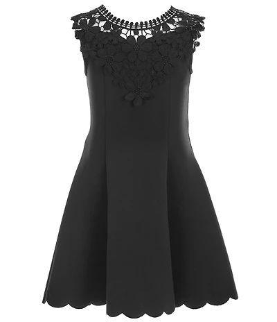 Zunie Little Girls Sleeveless Crocheted-Yoke Fit-And-Flare Dress