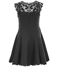 Zunie Little Girls Sleeveless Crocheted-Yoke Fit-And-Flare Dress