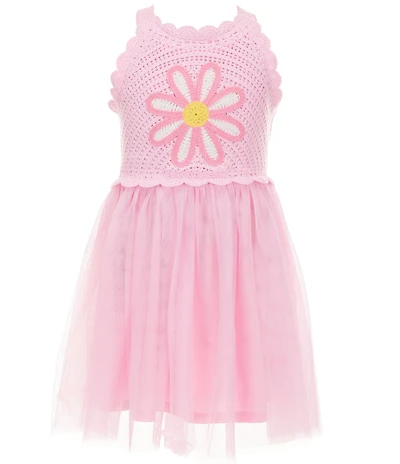 Zunie Little Girls Sleeveless Daisy-Motif Crocheted-Bodice/Mesh Tutu-Skirted Dress