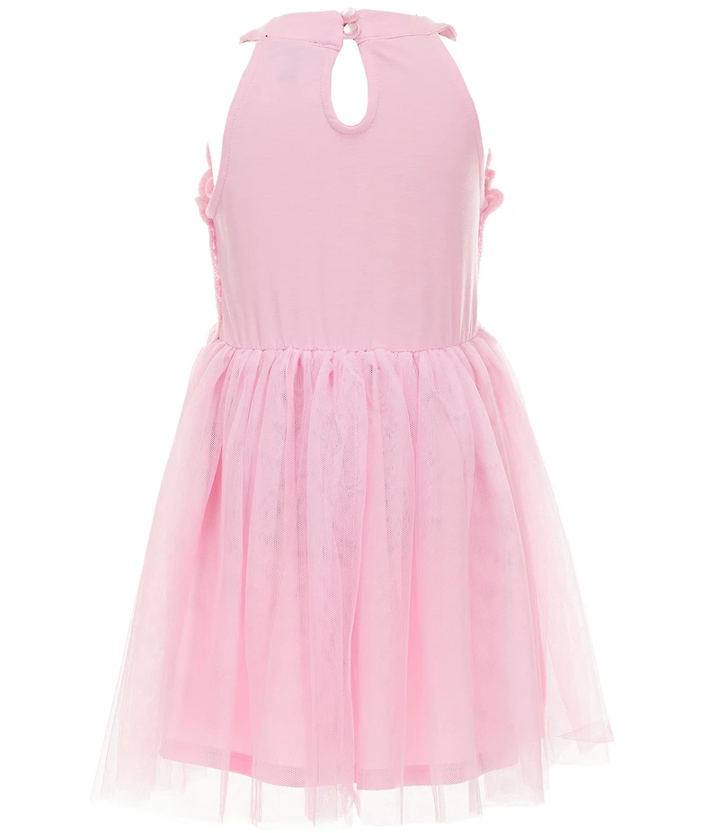 Zunie Little Girls Sleeveless Daisy-Motif Crocheted-Bodice/Mesh Tutu-Skirted Dress