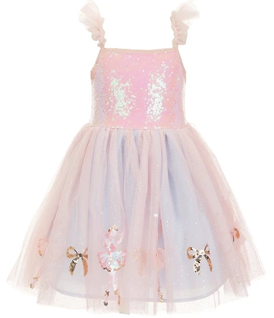 Zunie Little Girls Sleeveless Sequin Embellished Bodice Ballet-Inspired Border Tutu Dress