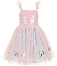 Zunie Little Girls Sleeveless Sequin Embellished Bodice Ballet-Inspired Border Tutu Dress