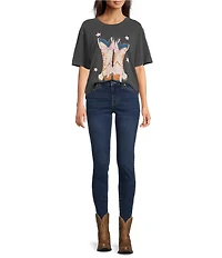 Zutter Boots And Stars Knit Crew Neck Short Sleeve Tee