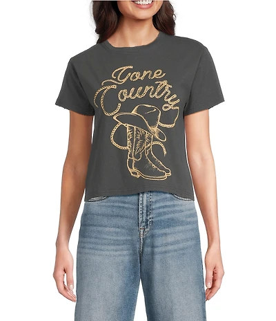 Zutter Gone Country Knit Cotton Crew Neck Short Sleeve Tee